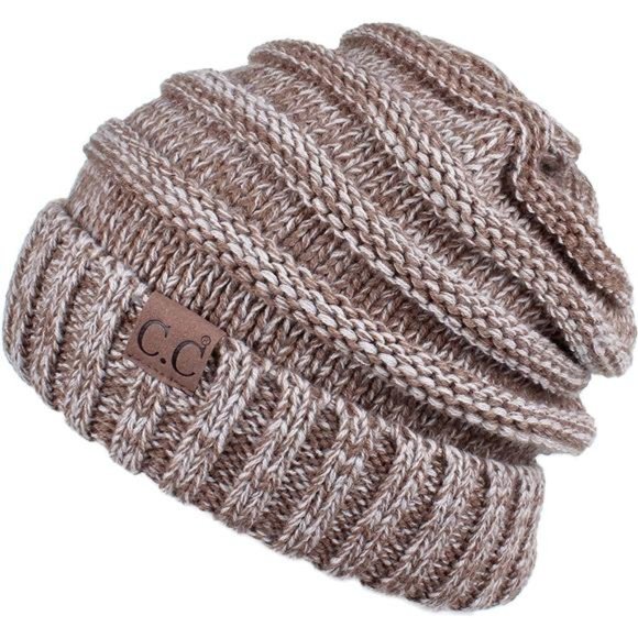 C.C Hatsandscarf Exclusives Unisex Beanie Oversized Slouchy Cable Knit Beanie (H